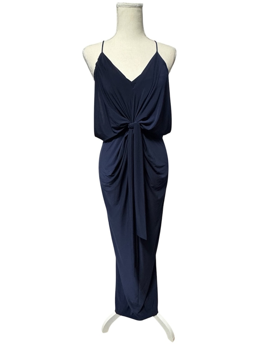 093 MISA Los Angeles Women’s Domino V-Neck Knot Front Maxi Dress - Blue, Medium - Picture 2 of 7